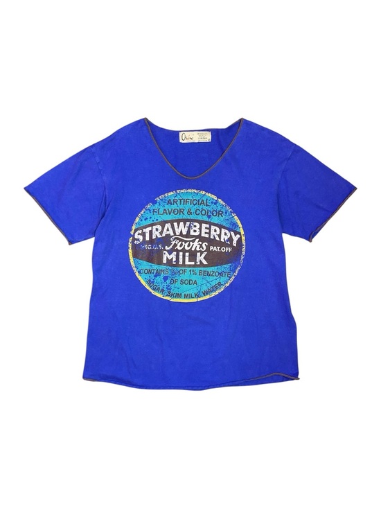 Vintage Tops - Vintage Strawberry Milk Graphic T-Shirt Royal Blue Logo Tee Women’s XL